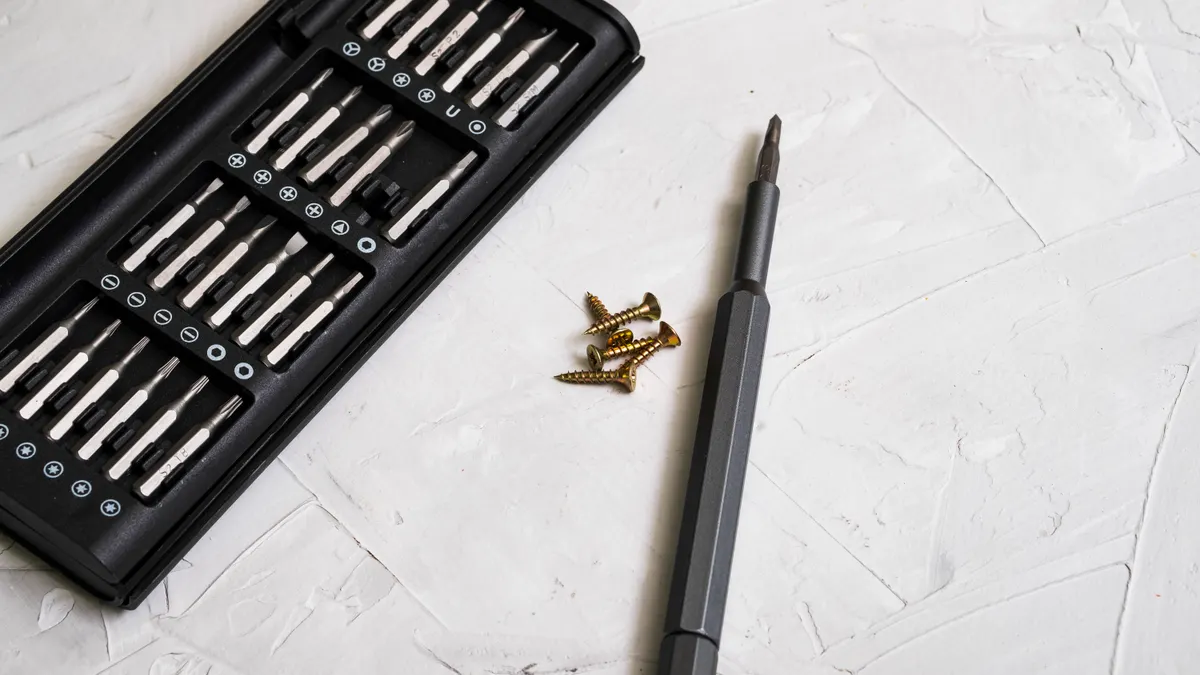 Laptop screwdrivers, bits, and precision drivers — The Complete Guide Precision driver handle beside a case of bits